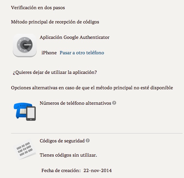 diversas formas de acceder a la verificación dos pasos